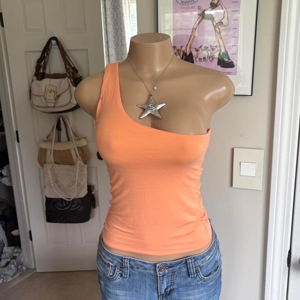 J. Crew Orange One Shoulder Asymmetrical‎ Tank top